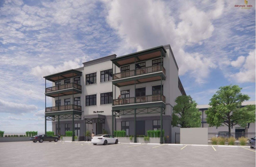 The rear view of a proposed expansion to the site at 121 S. Palafox Place.
