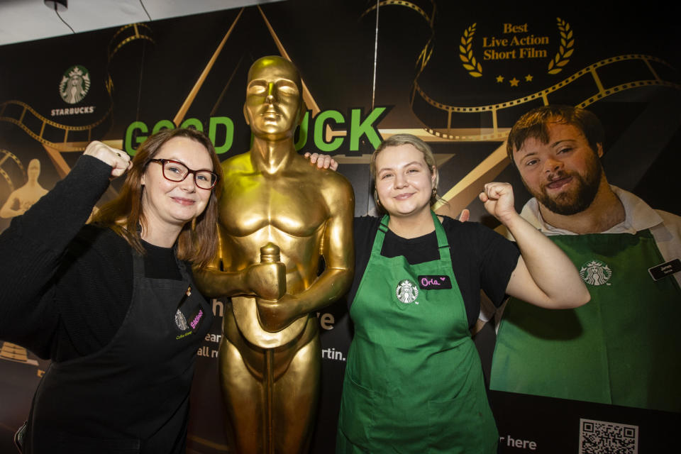 Barbara Hortavh and Orla McManus revelling in their colleague James Martin’s Oscar success.