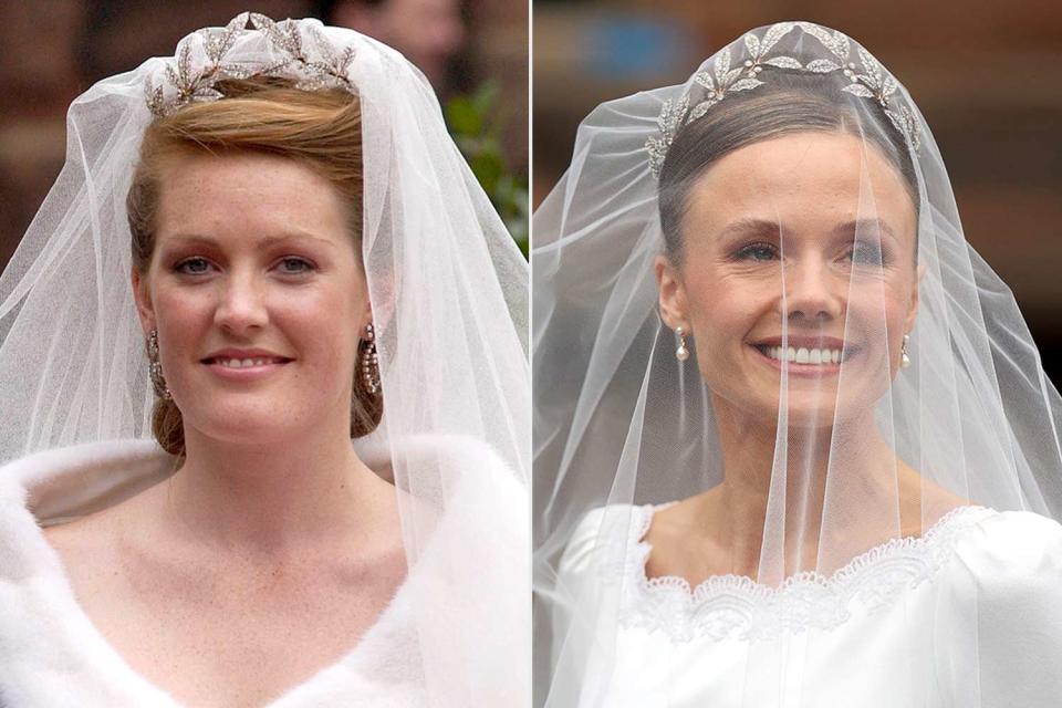 <p>Tim Graham Photo Library via Getty; Chris Jackson/Getty</p> Lady Tamara Grosvenor at her wedding on Nov. 6, 2004; Olivia Henson at her wedding on June 7, 2024.