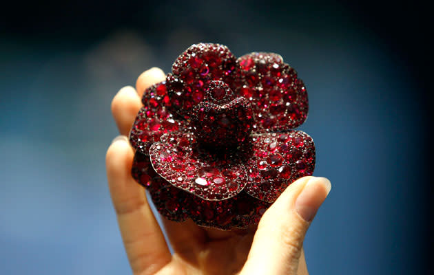 This gorgeous ruby and diamond flower brooch fetched over $5 million.