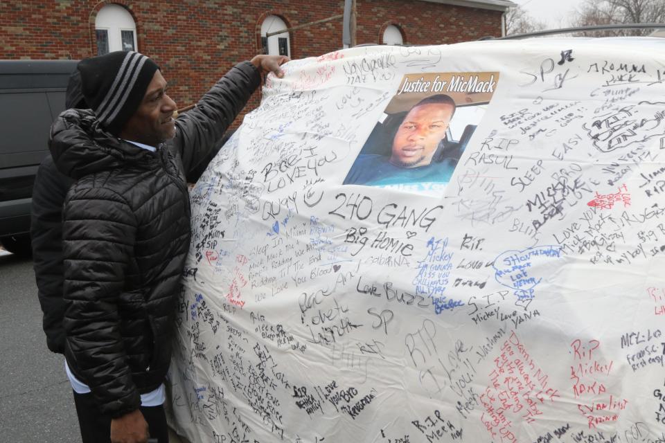 Ron Jones, stepfather of Jameek Lowery outside the Canaan Baptist Church before a funeral Mass on January 18, 2019, in Paterson. Jameek Lowery died Jan. 7 after being taken from police headquarters to St. Joseph's Medical Center. Authorities have not yet released an autopsy revealing the cause of his death.