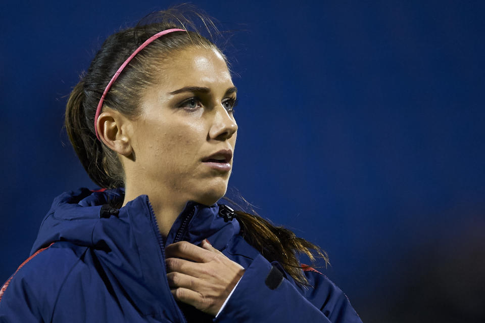 Alex Morgan (Orlando Pride) of USA during the friendly match between Spain and USA at Rico Perez Stadium in Alicante, Spain on January 22 2019.  (Photo by Jose Breton/NurPhoto via Getty Images)