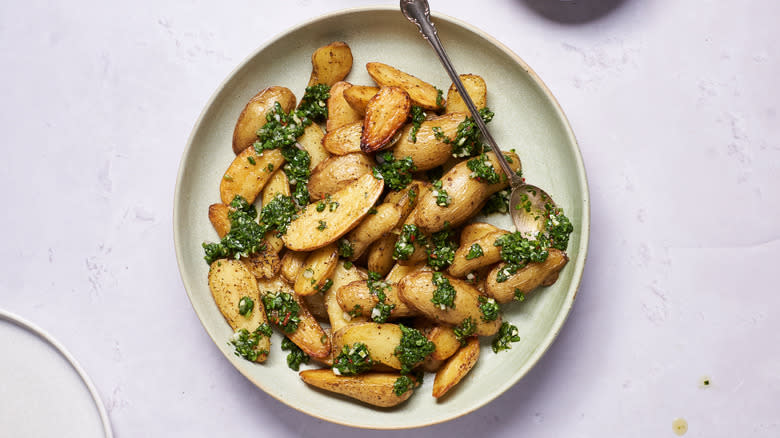 roasted potatoes in a bowl