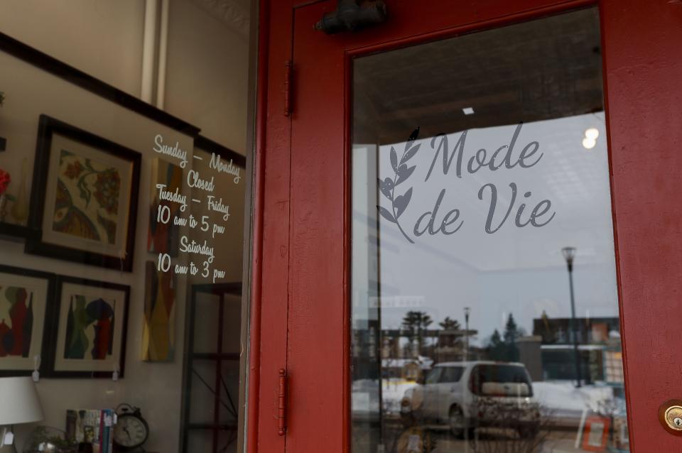 Signage for Mode de Vie is seen on March 15 at 111 W. Second St. in downtown Marshfield. The shop, which will sell home goods, spices and olive oils, will open on March 22.