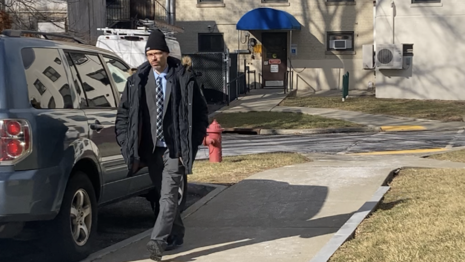 Andrew Krivak heads back to court Jan. 31, 2023, following the lunch break in his murder trial in Putnam County