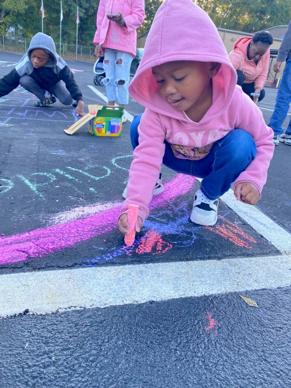 Children work on their art skills at Shiloh Baptist Church’s first Chalk It Up Bash benefitting Communities In Schools of Cleveland County.