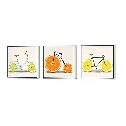 ArtBones Lemon Bike Bicycle Picture Canvas Wall Art Kitchen Orange Fruit Food Pictures Wall Painting Stretched Framed Giclee Art Print Restaurant Home Dining Room Wall Decoration 12