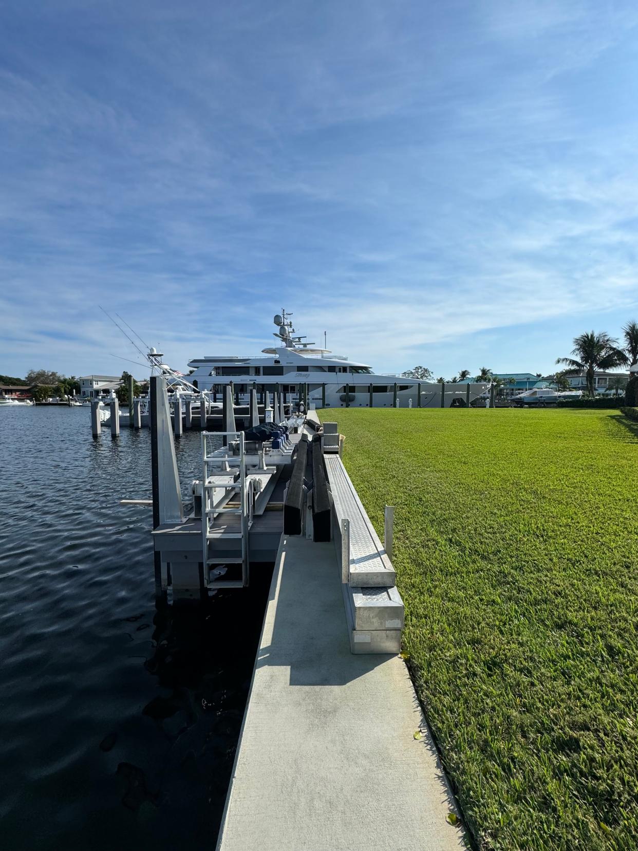 A view of the yacht, called Honey, at the center of a residential docking dispute in North Palm Beach.