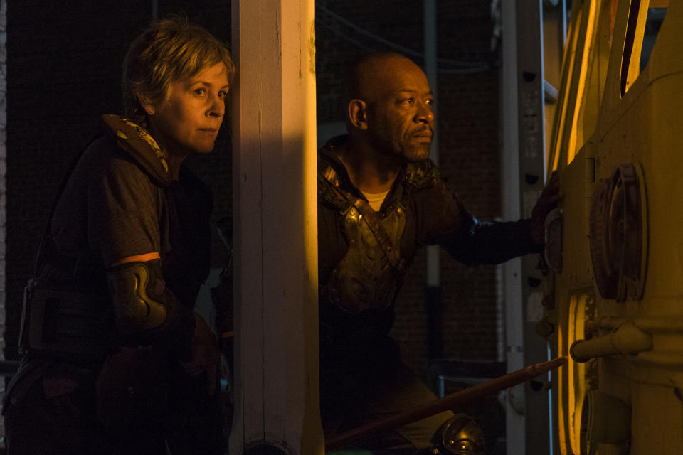 Melissa McBride as Carol Peletier, Lennie James as Morgan Jones - The Walking Dead _ Season 8, Episode 9 - Photo Credit: Gene Page/AMC