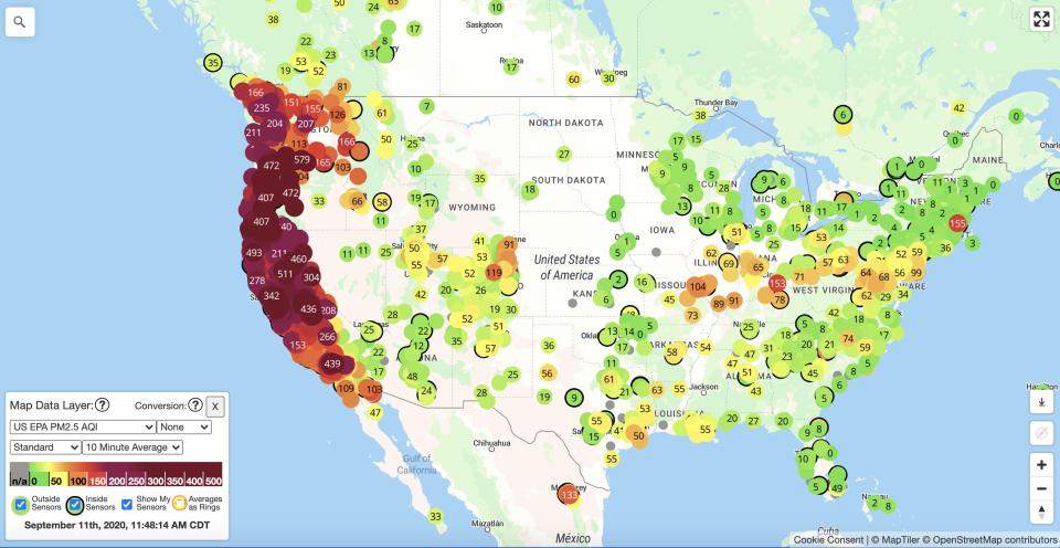 air quality west coast map