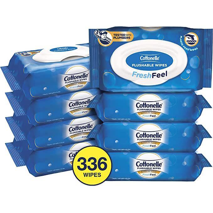 2) FreshFeel Flushable Wet Wipes for Adults