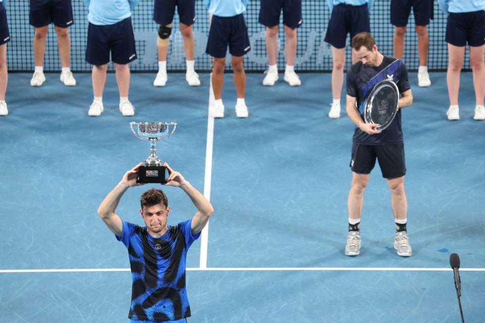 Aslan Karatsev won in straight sets when he met Murray most recently in the final of the 2022 Sydney Tennis Classic. (AFP via Getty Images)