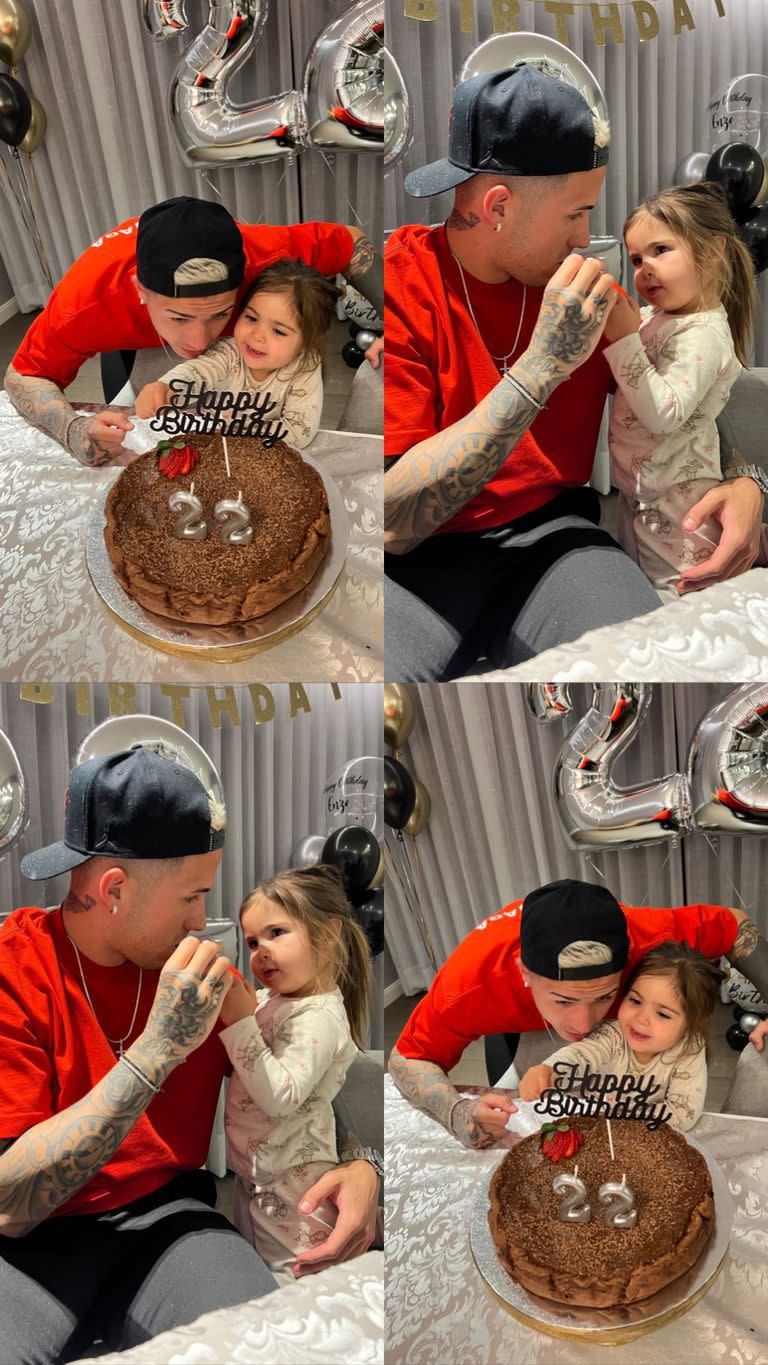 El festejo de cumpleaños de Enzo Fernández junto a su hija Olivia