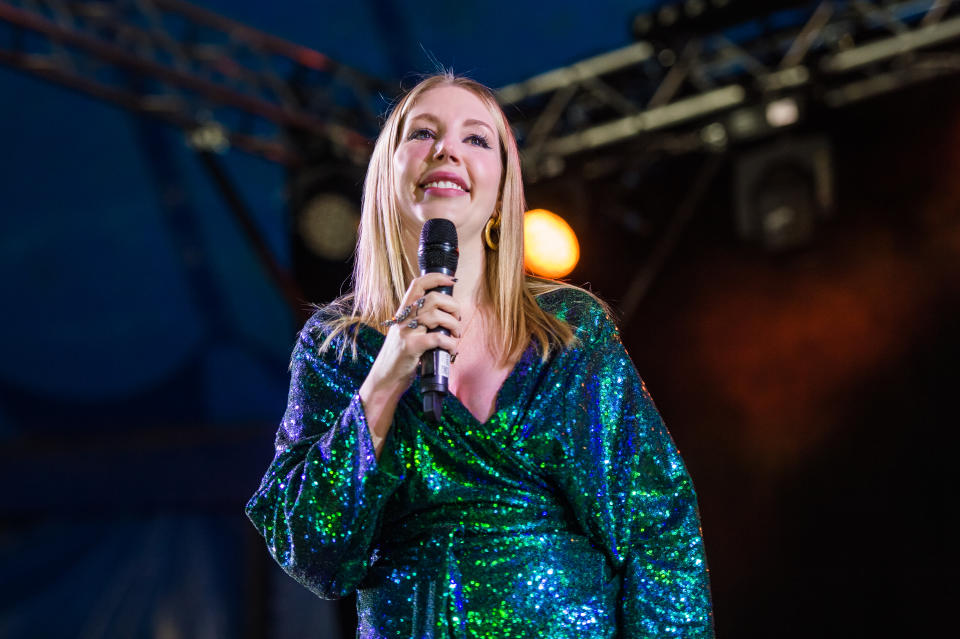 READING, ENGLAND - AUGUST 27:  (EDITORIAL USE ONLY) Comedian Katherine Ryan headlines a set on the Alternative stage during Reading Festival 2021 at Richfield Avenue on August 27, 2021 in Reading, England.  (Photo by Joseph Okpako/WireImage)