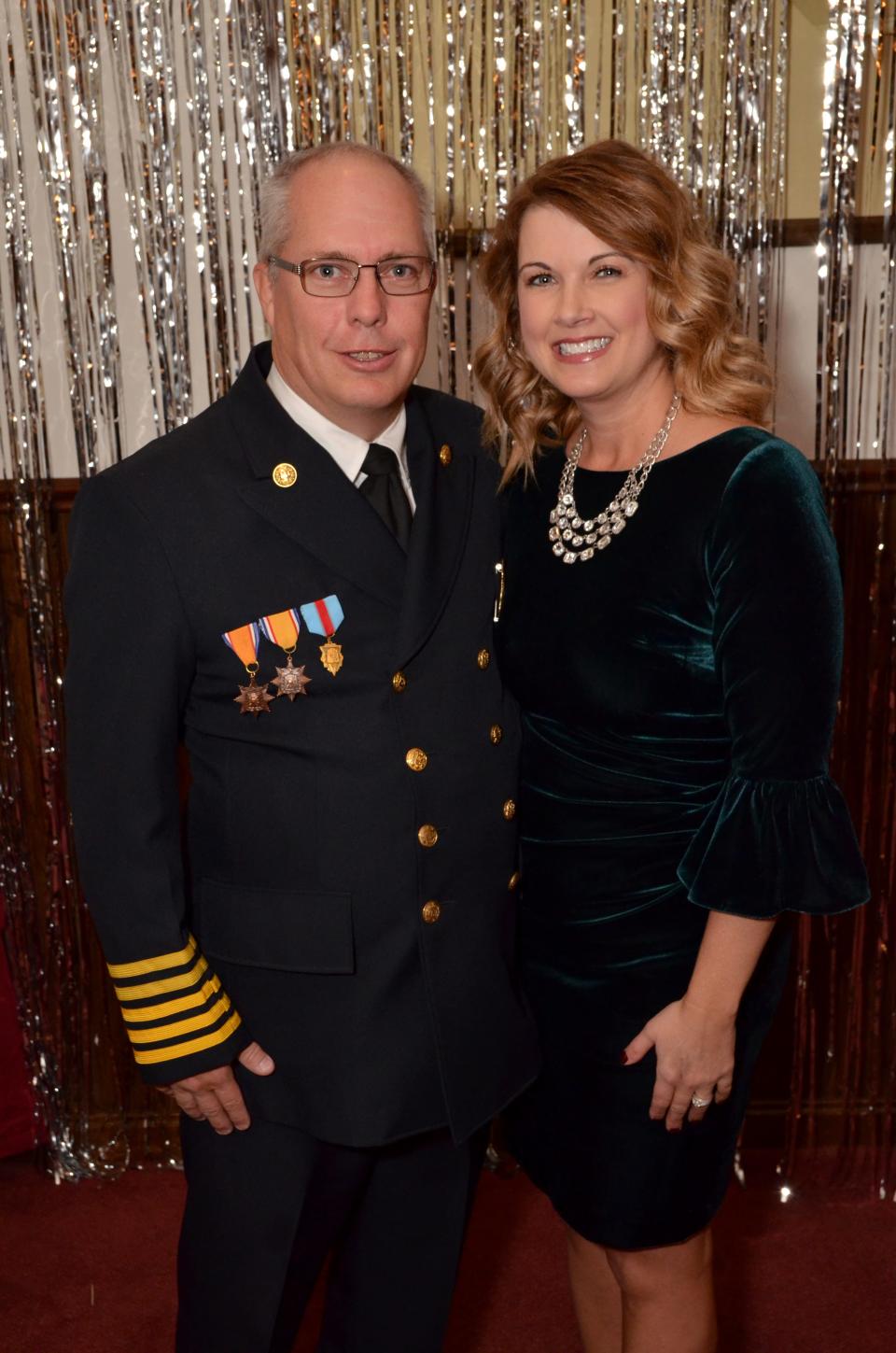 Mansfield fire Chief Steve Strickling and his wife Heather are shown at the Fireman's Ball in 2023 in this photo. The chief retires Dec. 1.