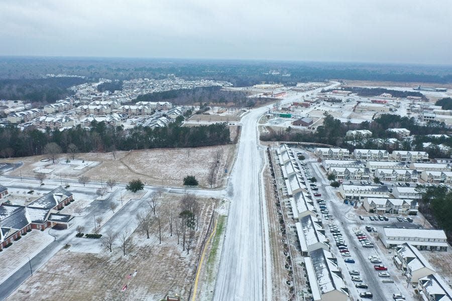 Up to a quarter of an inch to a half an inch of ice has accumulated throughout Onslow County.