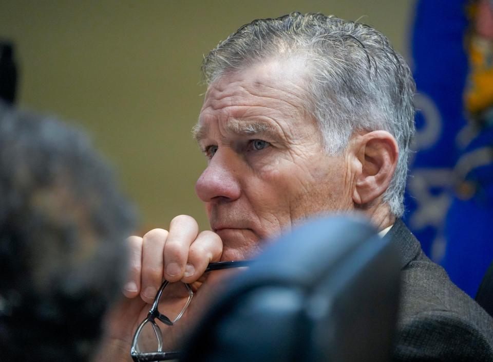 Paul Buhr, board member, listens during the Natural Resources Board meeting Wednesday, Jan. 25, 2023, in Madison.