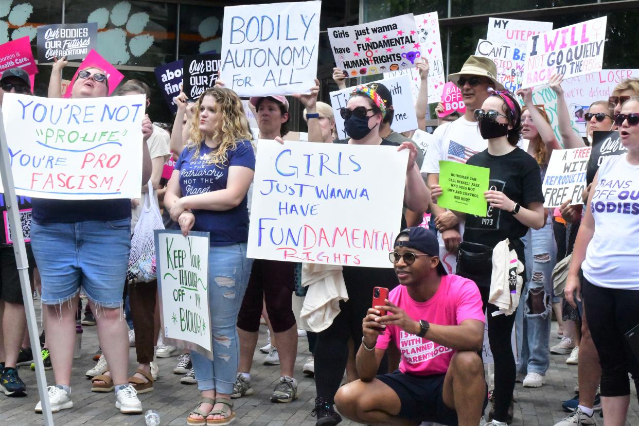 More than 500 people showed up Saturday for a Rally for Reproductive Rights in downtown Greenville