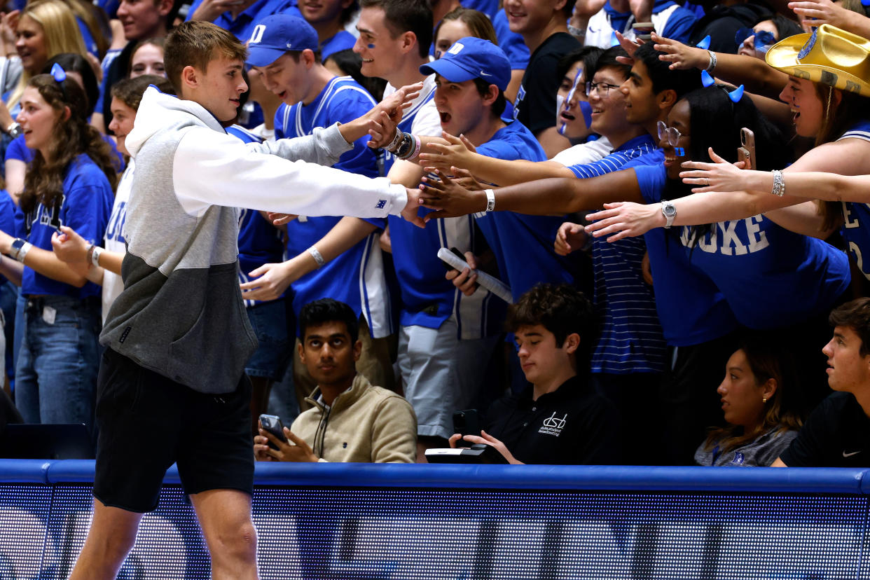 Cooper Flagg attends the Duke Blue Devils' 