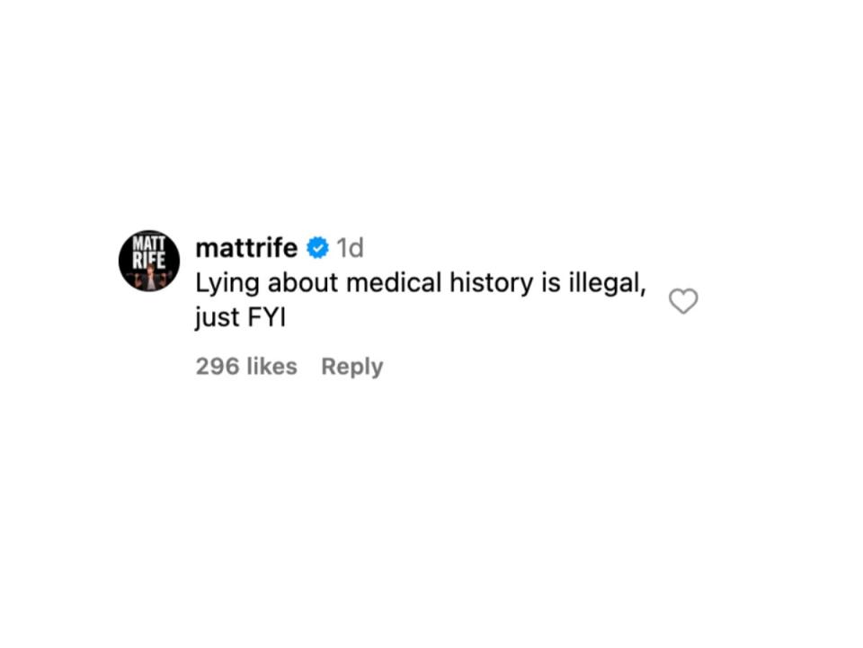 Matt Rife responds to plastic surgeon’s Instagram video (Instagram / Matt Rife)