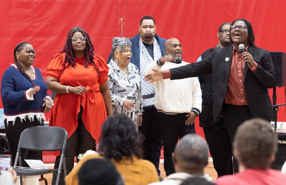 The Canton Community Choir performs Monday at the 49th annual Martin Luther King Jr. Community Celebration held at the Edward "Peel" Coleman Center in Canton.