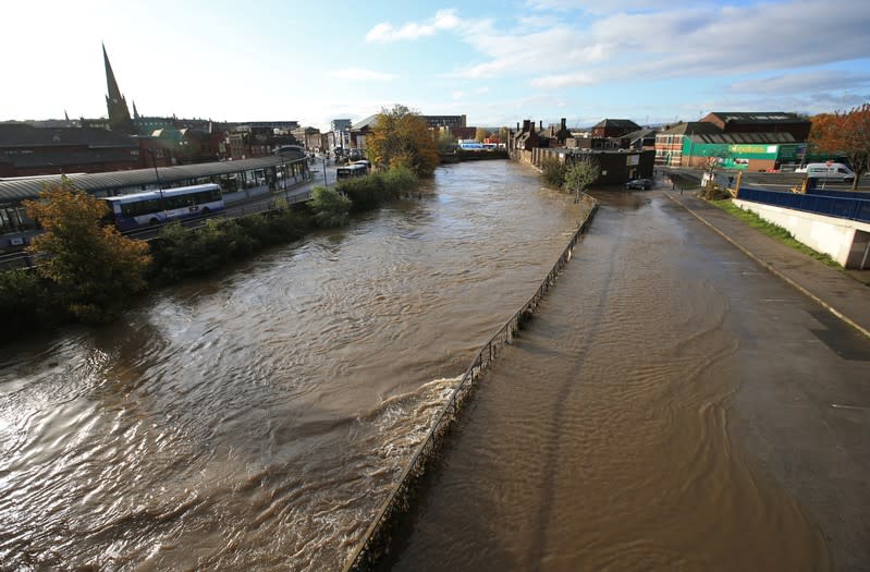 General view shows the River Don in central Rotherham, near Sheffield