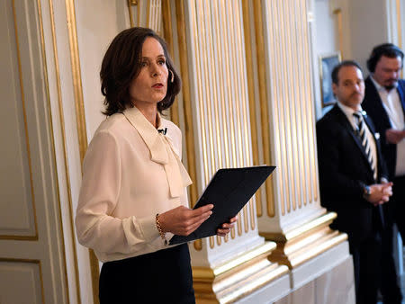 Permanent Secretary of the Swedish Academy Sara Danius announces that Bob Dylan is awarded the 2016 Nobel Prize in Literature during a presser at the Swedish Academy at the Old Stockholm Stock Exchange Building in Stockholm, Sweden, October 13, 2016. TT News Agency/Jonas Ekstromer/via REUTERS