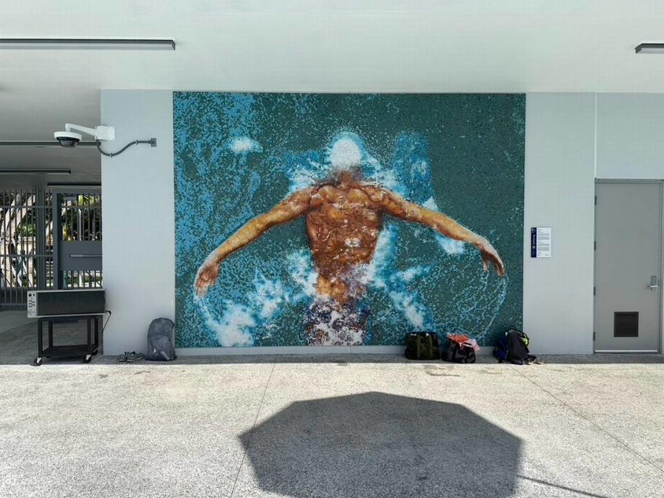 Most public parks in Miami-Dade and Broward, will be open on Martin Luther King Day. Check the hours. This image is of artist Pavlina Alea’s “Surfacing” mural as part of Art in Public Spaces at the Shenandoah Aquatic Facility at the City of Miami park.