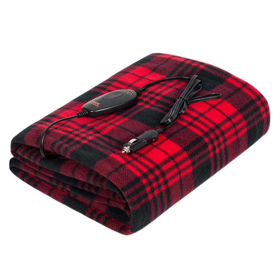 Plaid red and black blanket