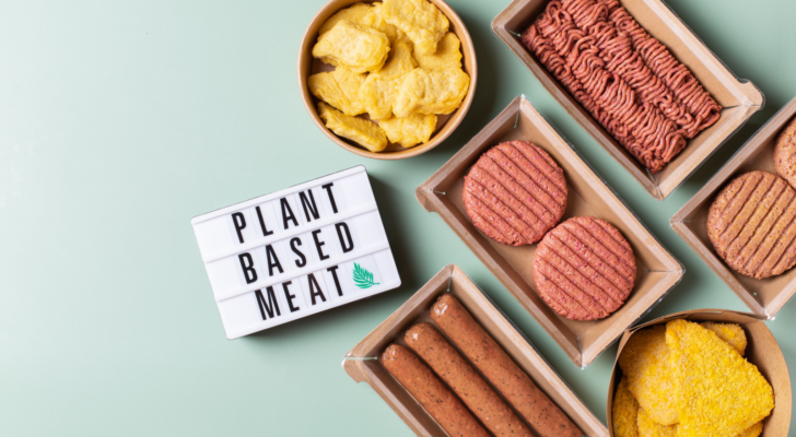 Variety of plant based meat, food to reduce carbon footprint. The Very Good Food Company (VGFC) makes plant based food products.