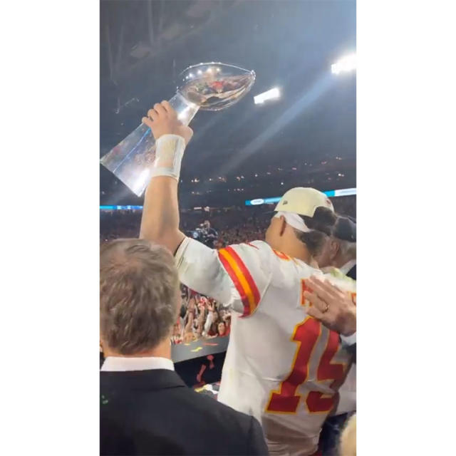 Patrick Mahomes steals quiet moment with daughter Sterling and his wife  Brittany after the Kansas City Chiefs win the Super Bowl