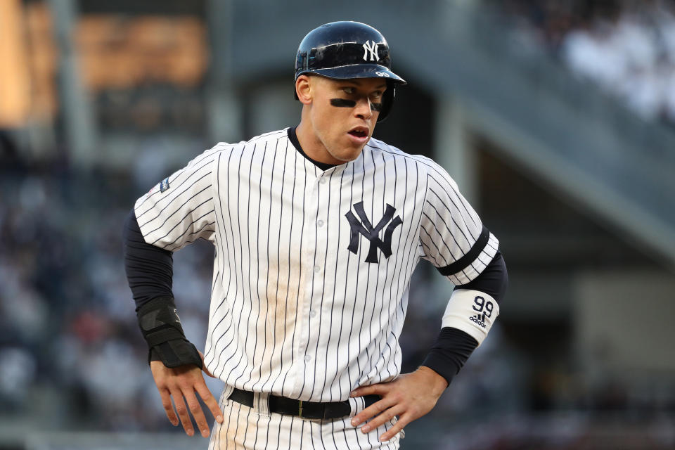 Aaron Judge is trying to make up for past postseason eliminations this season. (Photo by Al Bello/Getty Images)