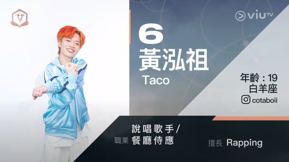 全民造星5參賽者：6號黃泓祖Taco