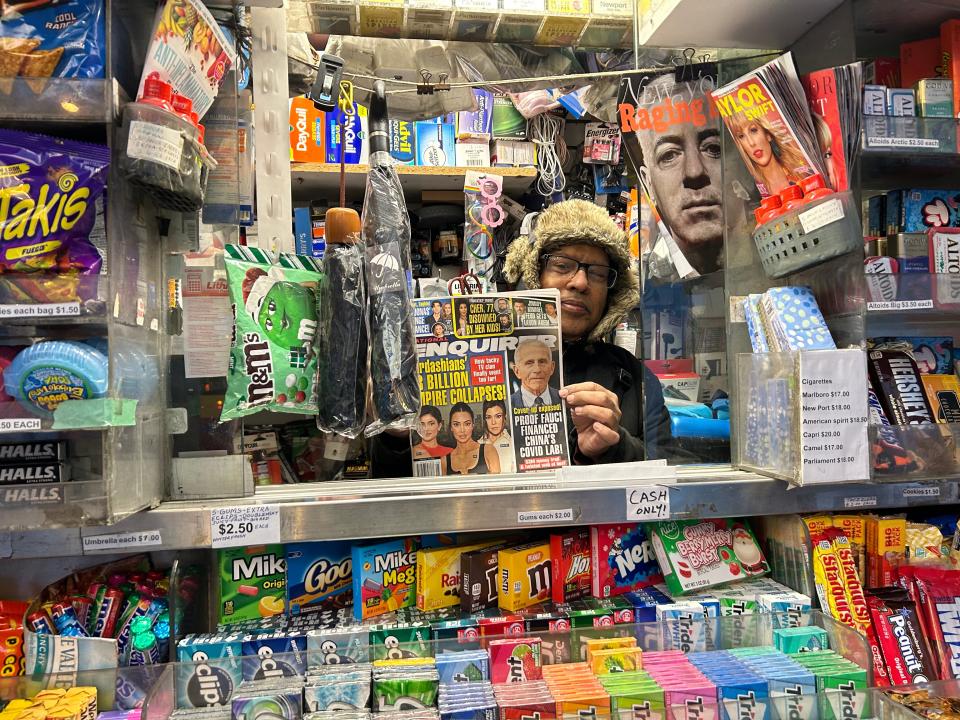 Ammy, the proprietor of this Manhattan newsstand, says he doesn't sell many National Enquirers these days.