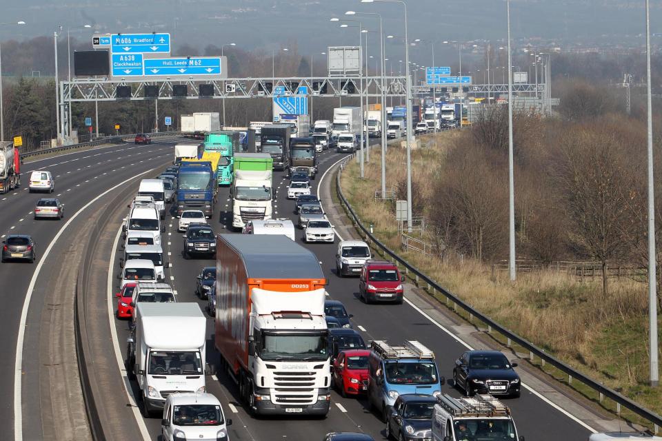 The westbound carriageway of the M62, at Hartshead Moor, near Brighouse. (Photo: Bruce Fitzgerald)