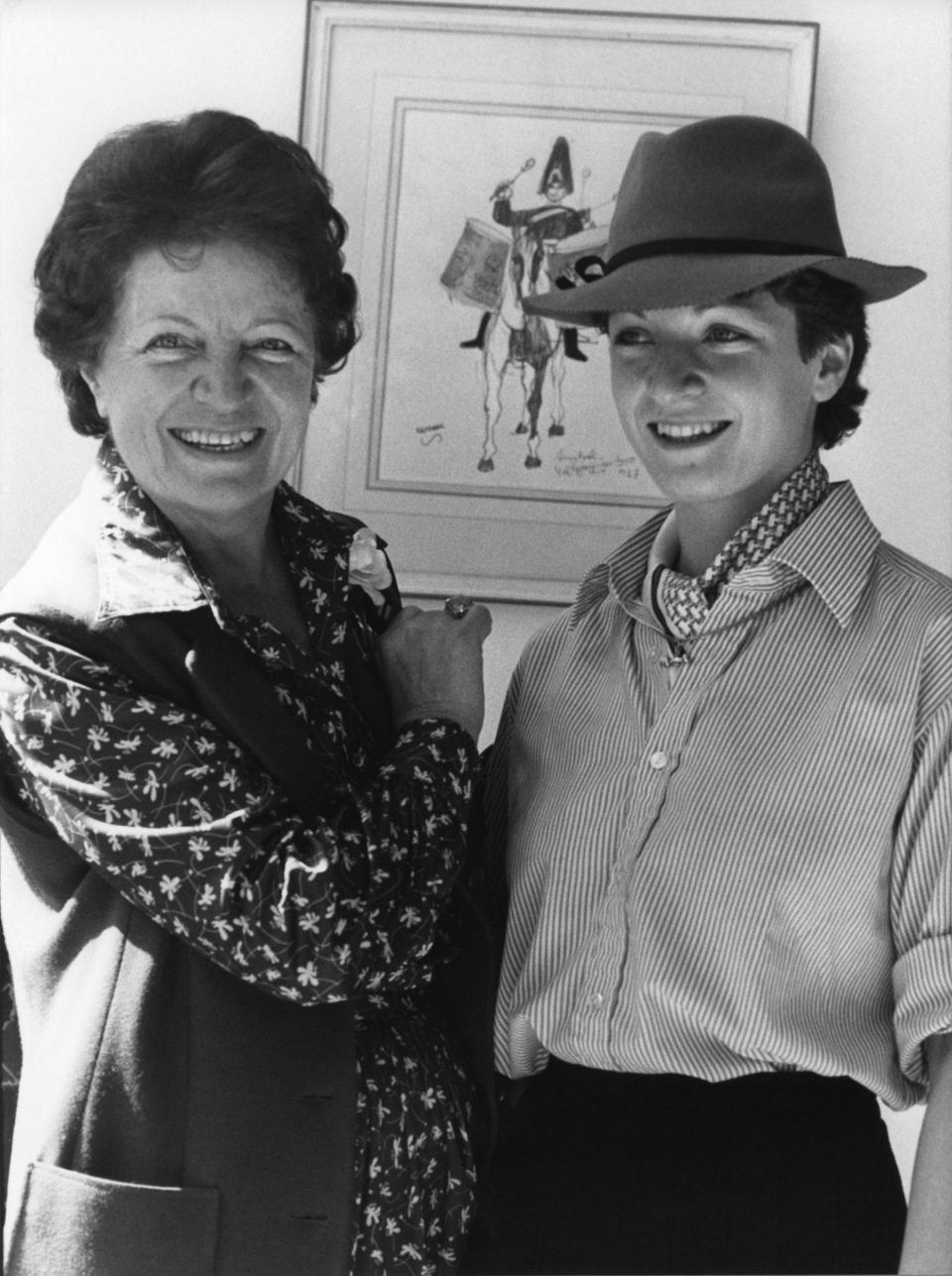 Royal Milliner Simone Mirman with young Sophie at their home in Belgravia