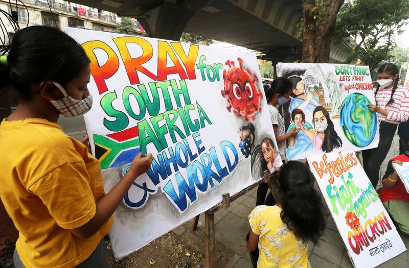 FILE PHOTO: Awareness drive against the new coronavirus Omicron variant in Mumbai