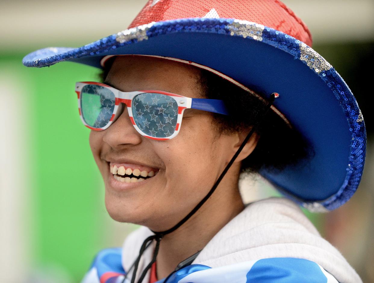 K.J. Kirk of Springfield dresses for the occasion as he shows up to watch the fireworks during Rock the Dock  at Springfield Lake Friday July 1, 2022.