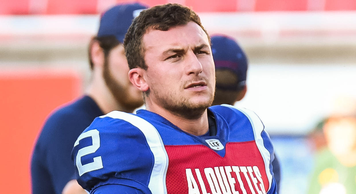 Things did not start well in the CFL for Johnny Manziel. (Photo by David Kirouac/Icon Sportswire via Getty Images)