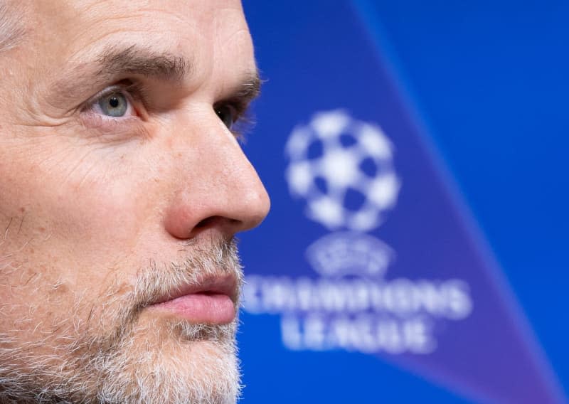 Bayern Munich coach Thomas Tuchel speaks during a press conference in the Allianz Arena, ahead of the UEFA Champions League soccer match between Bayern Munich and Lazio. Sven Hoppe/dpa