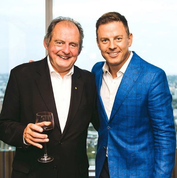 A photo of Ben Fordham with his late father, talent agent John Fordham.