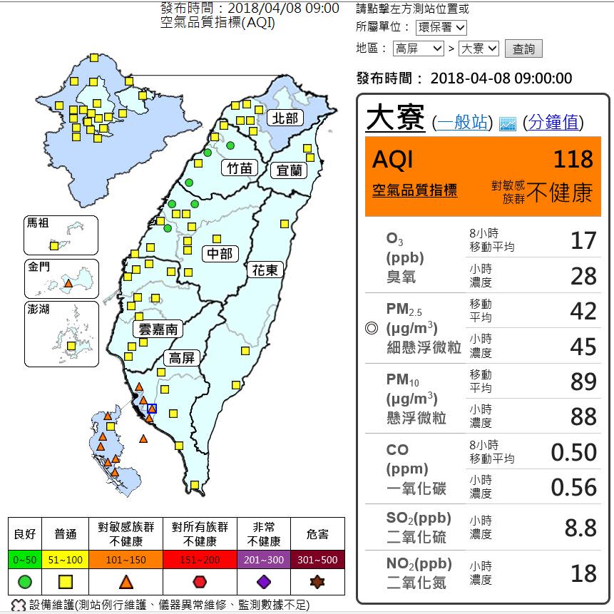 （取自行政院環境保署空氣品質監測網）