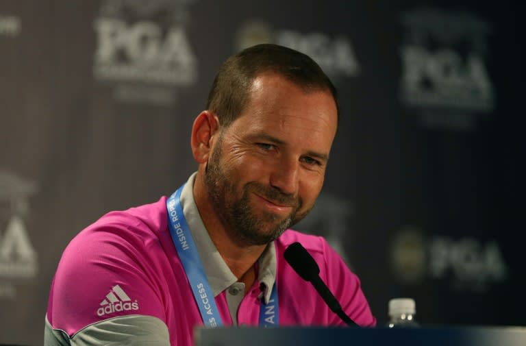 Sergio Garcia of Spain is interviewed during a press conference prior to the 2016 PGA Championship on July 27, 2016