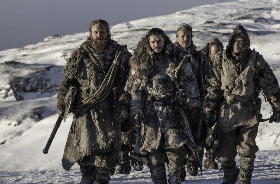 <p>Tormund Giantsbane, Jon Snow, Ser Jorah Mormont, Thoros of Myr and Gendry set out beyond the Wall<span>. But where are The Hound and Beric Dondarrion<span>?!</span></span></p>