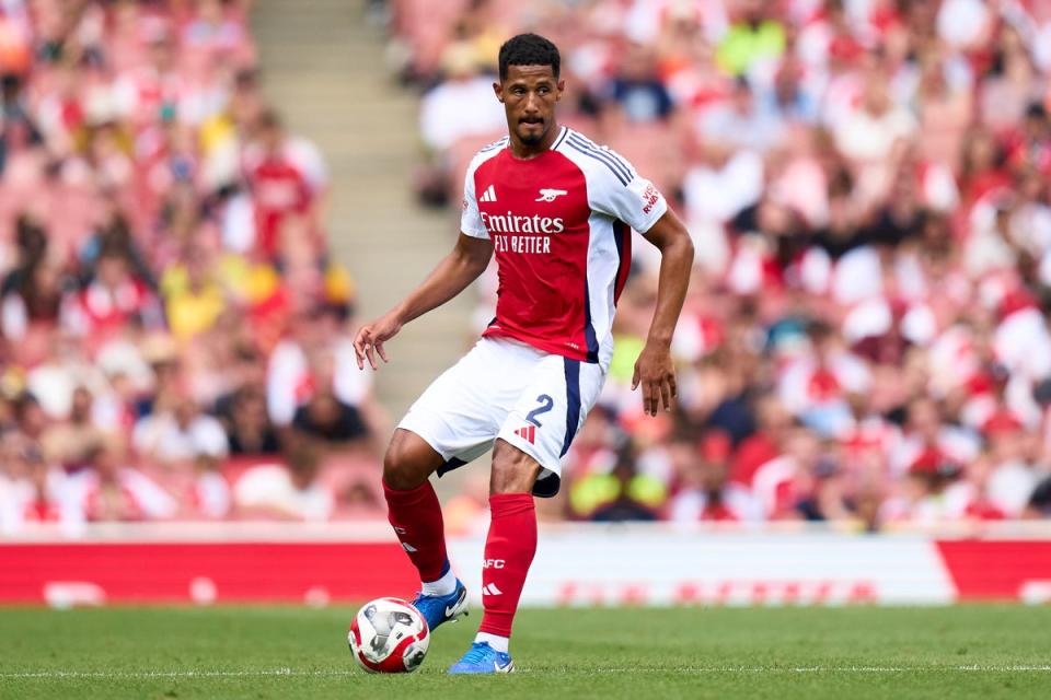 William Saliba of Arsenal controls the ball during the pre-season friendly vs Lyon (Getty Images)