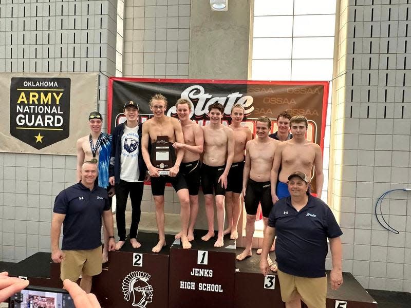 The Bartlesville High School boys swim team earned runner-up in the 2024 Class 6A Boys Swim Team championship.