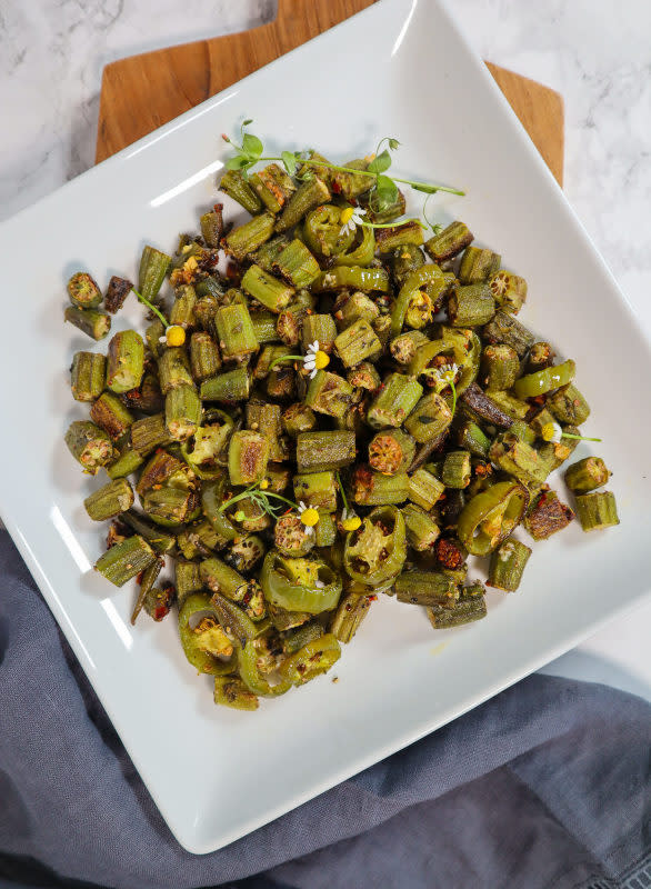 <p>Good Food Baddie</p><p>This easy garlic-herb baked okra recipe is perfect if you are looking for tender, flavorful okra with the perfect crispy garlicky crust. The best way to make crispy okra is in the oven! It’s the perfect texture—not slimy at all—and is great for a healthy side dish!</p><p><strong>Get the Recipe:</strong><a href="https://goodfoodbaddie.com/easy-garlic-herb-baked-okra-recipe/" rel="nofollow noopener" target="_blank" data-ylk="slk:Easy Garlic Herb Baked Okra;elm:context_link;itc:0;sec:content-canvas" class="link rapid-noclick-resp"> <strong>Easy Garlic Herb Baked Okra</strong></a></p><p><strong>Related: <a href="https://parade.com/1072224/kavitharamaswamy/best-okra-recipes/" rel="nofollow noopener" target="_blank" data-ylk="slk:33 Okra Recipes We Can't Get Enough Of;elm:context_link;itc:0;sec:content-canvas" class="link rapid-noclick-resp">33 Okra Recipes We Can't Get Enough Of</a></strong></p>