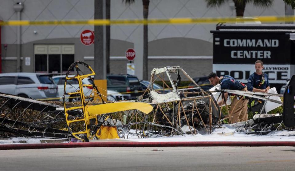 One person onboard a single-engine plane died after the aircraft crashed and burned in Hollywood, Florida on May 17, 2023, according to authorities.