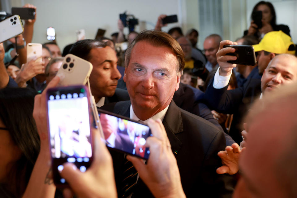 Far-right former Brazilian President Jair Bolsonaro greets people during the Turning Point USA event at the Trump National Doral Miami resort on Feb. 03, 2023.<span class="copyright">Joe Raedle—Getty Images</span>