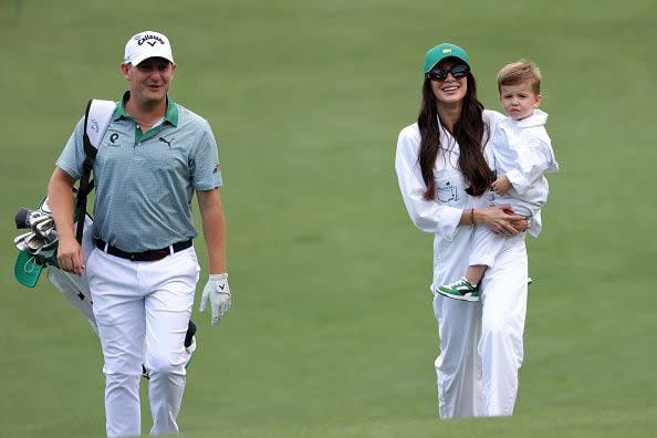 AUGUSTA, GEORGIA - APRIL 10: Emiliano Grillo of Argentina walks the second hole with his family during the Par Three Contest prior to the 2024 Masters Tournament at Augusta National Golf Club on April 10, 2024 in Augusta, Georgia. (Photo by Jamie Squire/Getty Images) (Photo by Jamie Squire/Getty Images)